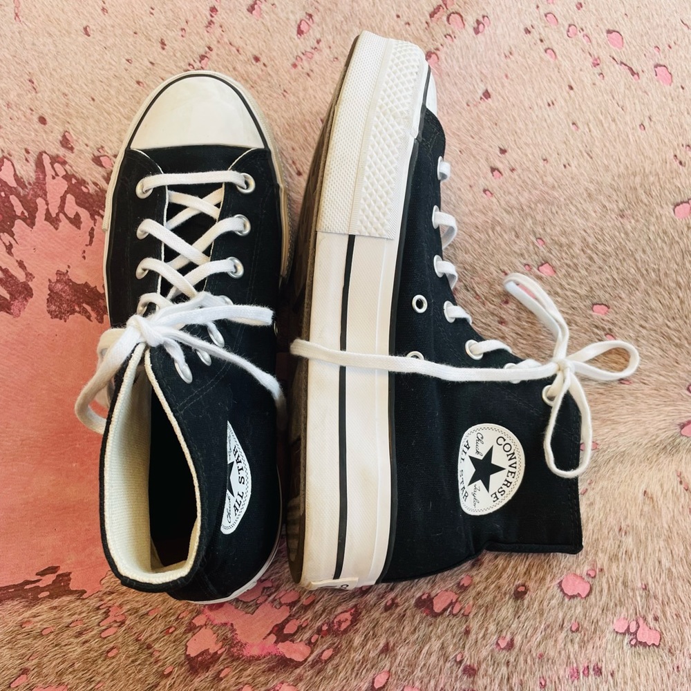 Platform high top black converse